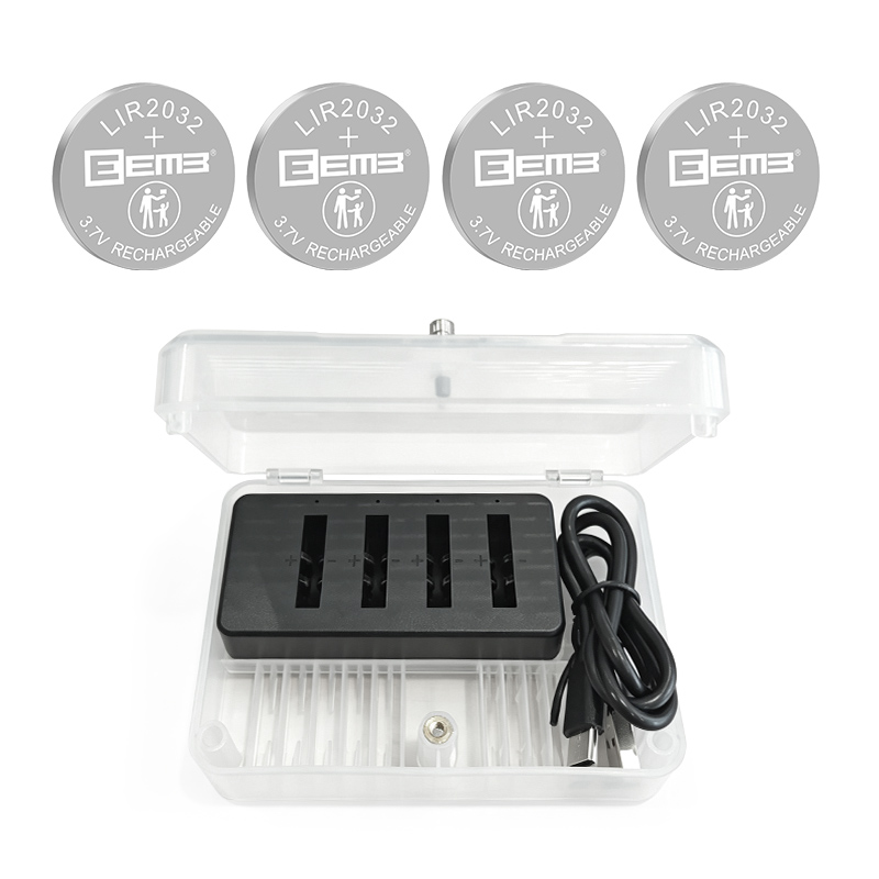 Rechargeable Lithium-Ion Coin Battery Charger Kit for LIR2032